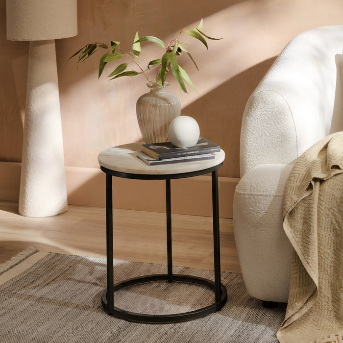 Black Marble Round Nesting Side Tables - Laura James