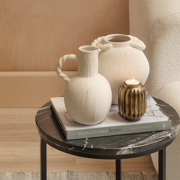 Black Marble Round Nesting Side Tables - Laura James