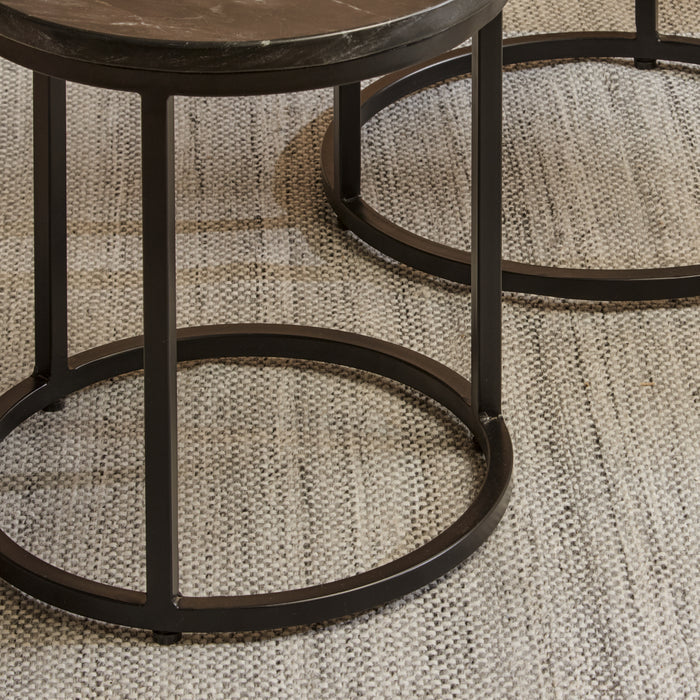 Black Marble Round Nesting Side Tables - Laura James