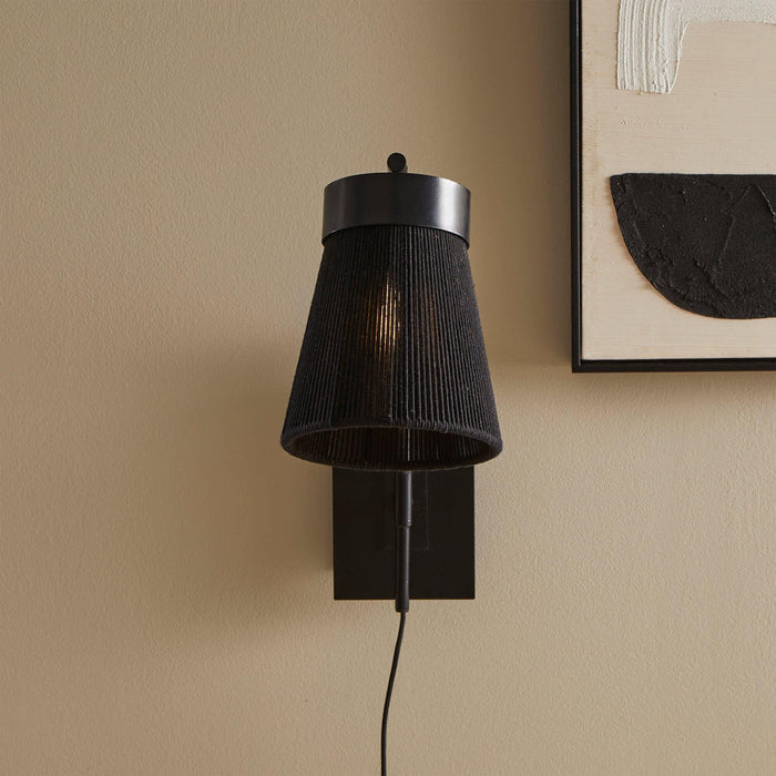 Neri Black Cotton String Wall Light - Laura James