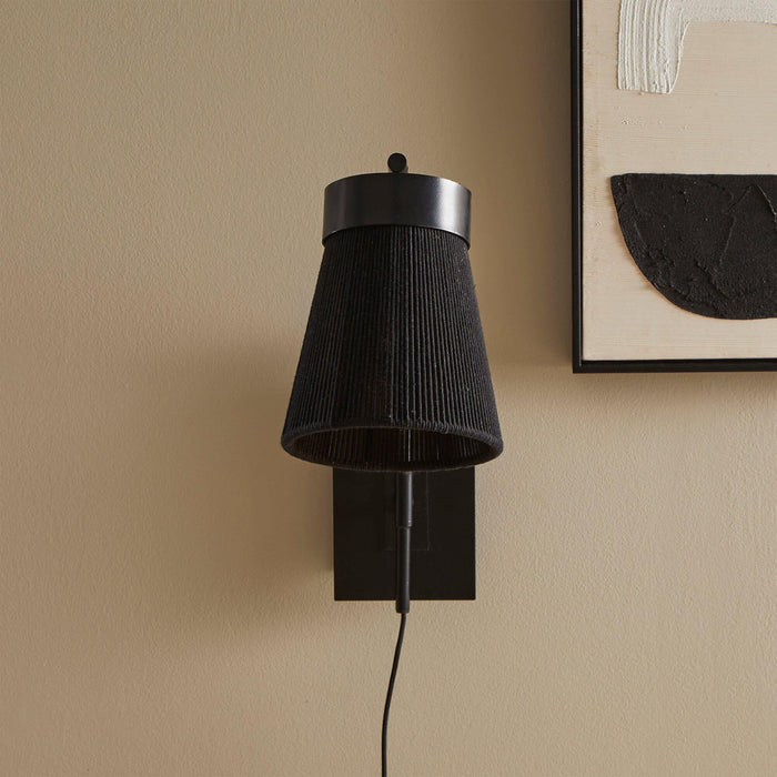 Neri Black Cotton String Wall Light - Laura James