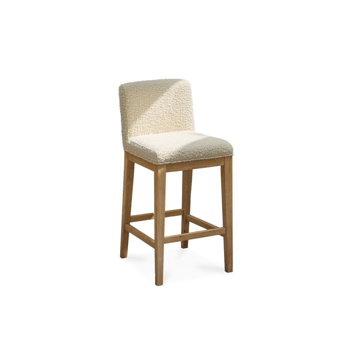 Nolan White Boucle Bar Stool - Whitewash Oak Legs - Laura James