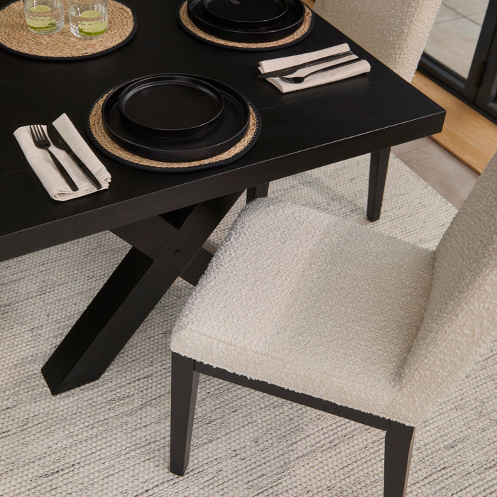 Nolan Off White Boucle Dining Chair - Set of 2 - Black Oak Legs - Laura James