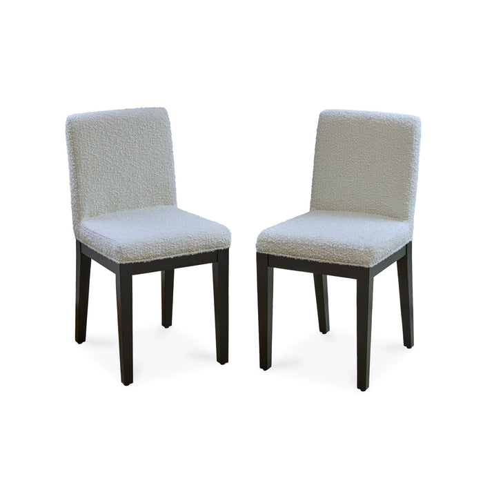 Nolan Off White Boucle Dining Chair -  Set of 2 - Black Oak Legs - Laura James