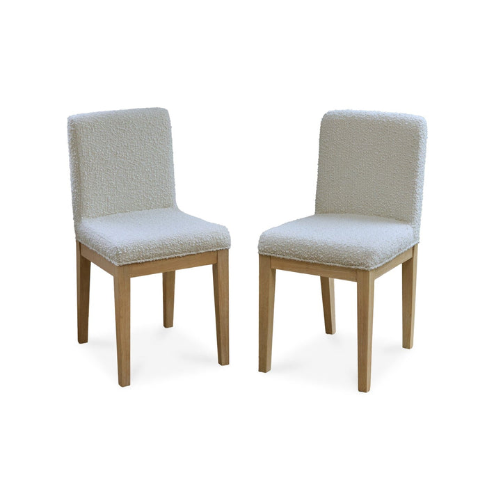 Nolan Boucle Dining Chairs - Set of 2 - Whitewash Oak Legs - Laura James