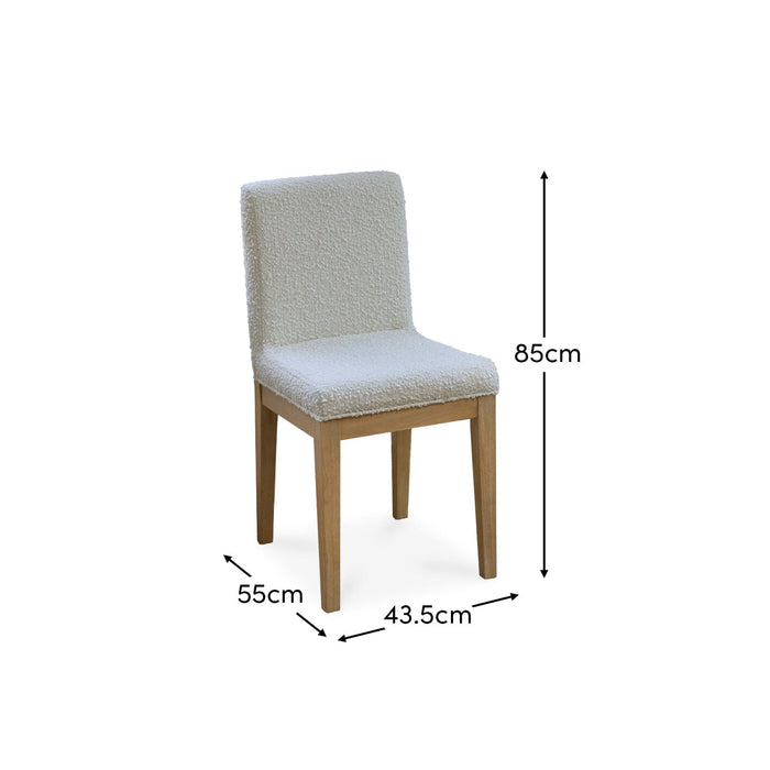 Nolan Boucle Dining Chairs - Set of 2 - Whitewash Oak Legs - Laura James