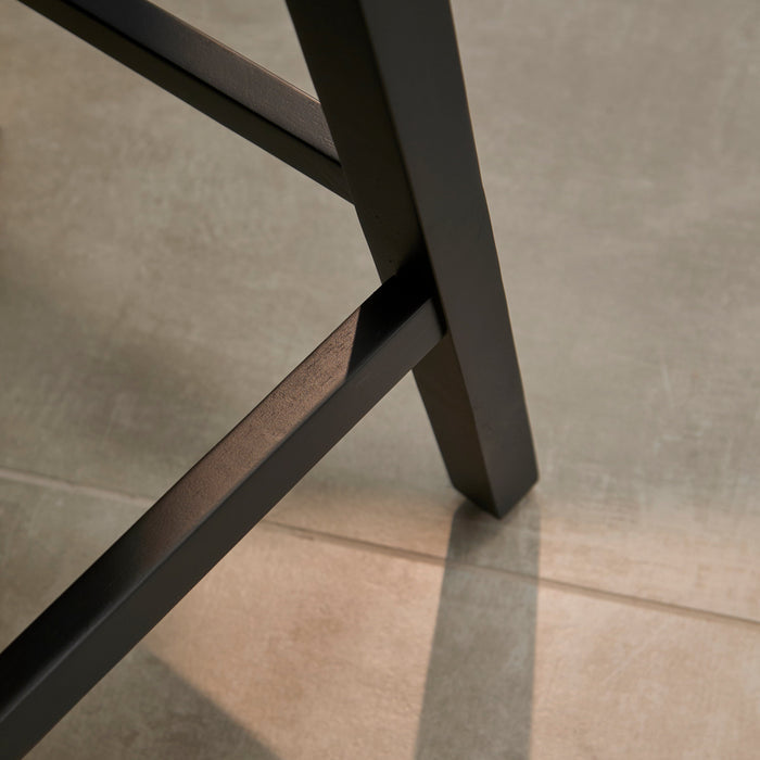 Nolan Fawn Linen Bar Stool - Black Oak Legs - Laura James