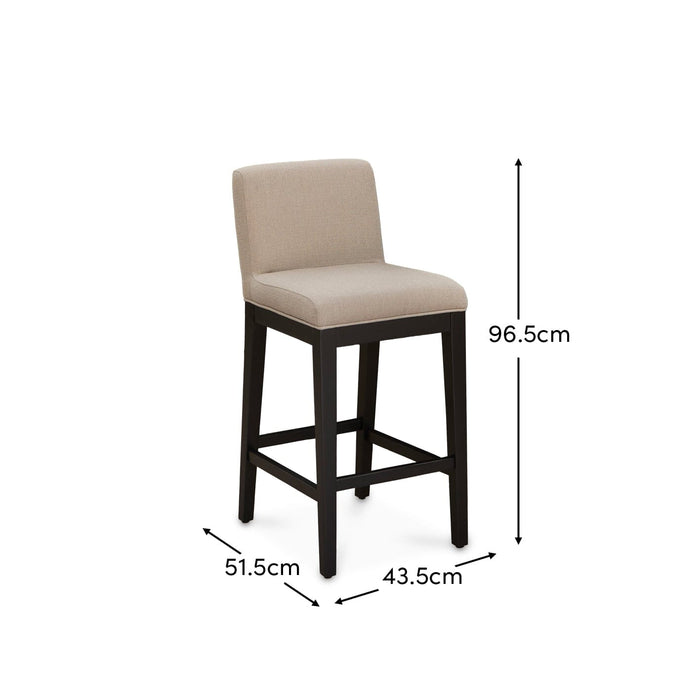 Nolan Fawn Linen Bar Stool - Black Oak Legs - Laura James