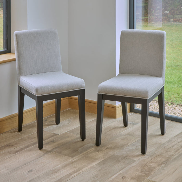 Nolan Fawn Linen Dining Chairs - Set of 2 - Black Oak Legs - Laura James