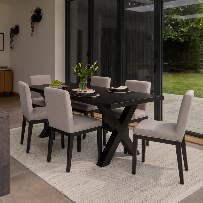 Nolan Fawn Linen Dining Chairs - Set of 2 - Black Oak Legs - Laura James