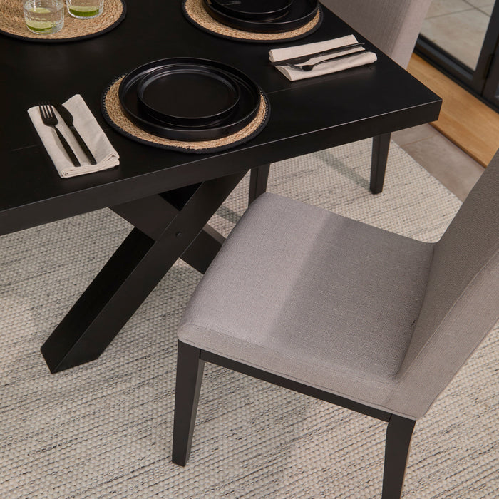 Nolan Fawn Linen Dining Chairs - Set of 2 - Black Oak Legs - Laura James