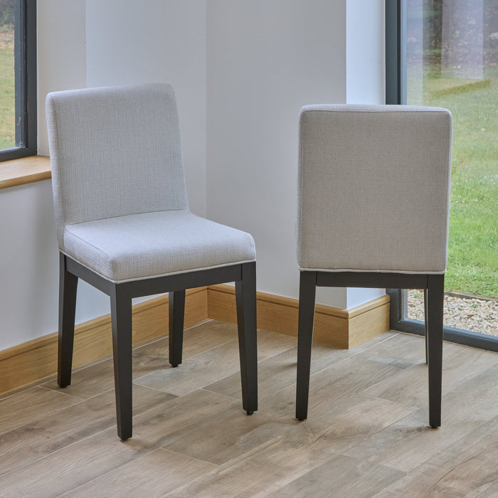Nolan Fawn Linen Dining Chairs - Set of 2 - Black Oak Legs - Laura James