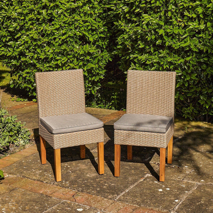 OUTLET - Oliver Rattan Dining Chairs with Acacia Wood Legs - Set of 2