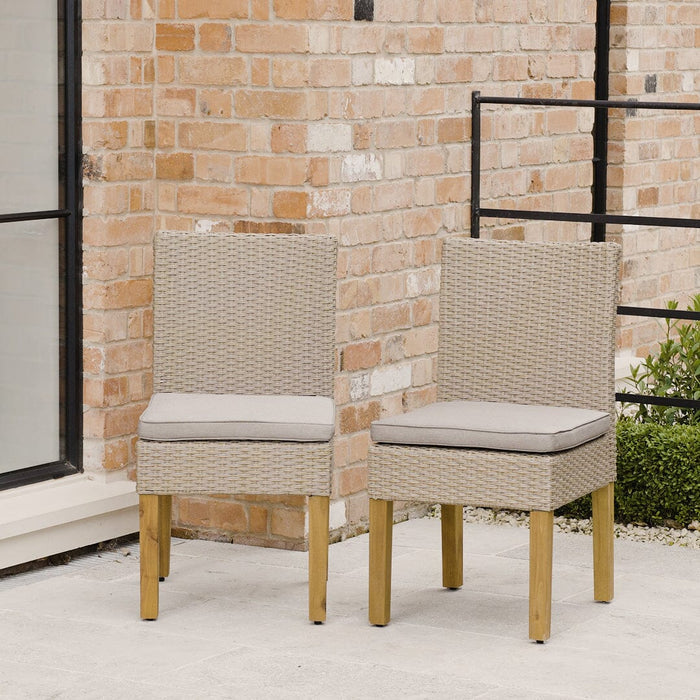 OUTLET - Oliver Rattan Dining Chairs with Acacia Wood Legs - Set of 2