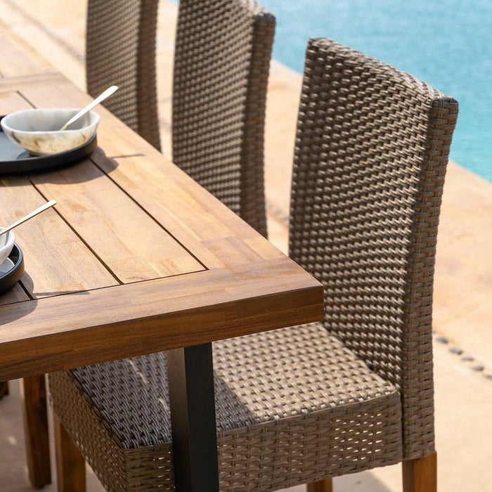 Oliver Rattan Dining Chairs with Acacia Wood Legs - Set of 2