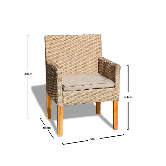 OUTLET - Oliver Rattan Garden Armchairs with Acacia Wood Legs - Set of 2