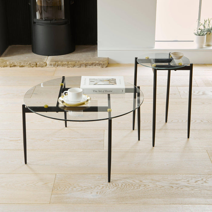 OUTLET - Oscar Glass Coffee Table - Black Legs