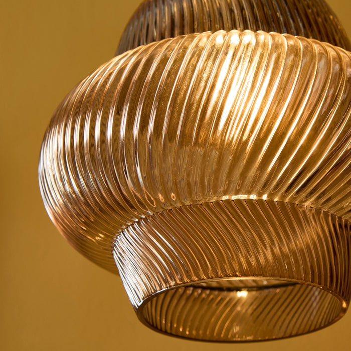 Pimlico 22cm Glass Pendant Light - Gold - Laura James