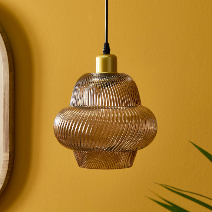 Pimlico 22cm Glass Pendant Light - Gold - Laura James