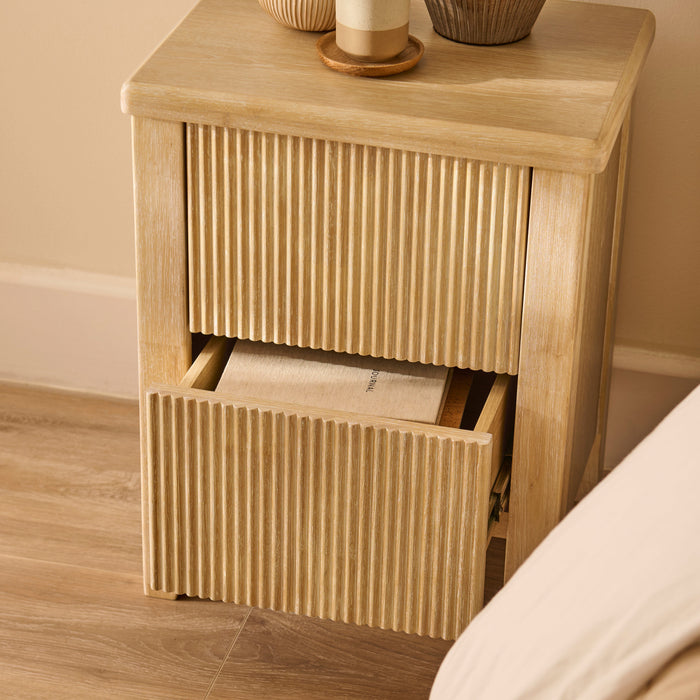 Raleigh 2 Drawer Bedside Table - Whitewash - Laura James
