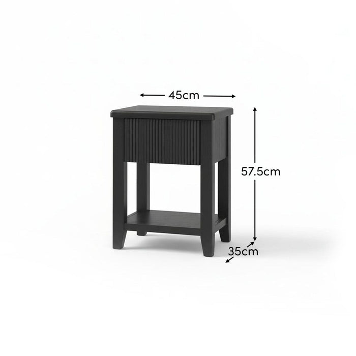 Raleigh Black Oak 1 Drawer Bedside Table