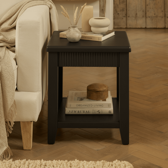 Raleigh Black Oak Side Table - Laura James