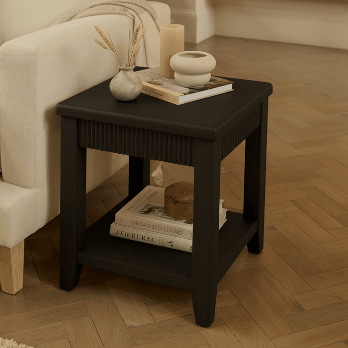 Raleigh Black Oak Side Table - Laura James