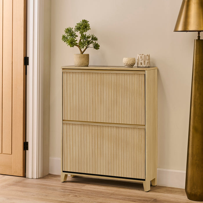 Raleigh 2 Door Shoe Cabinet - Whitewash- Laura James