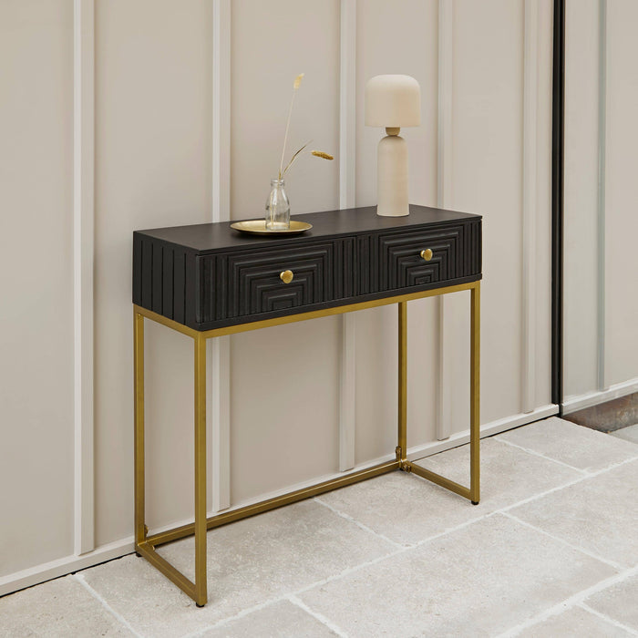 Rayna 2 Drawer Console Table - Jet Black - Laura James