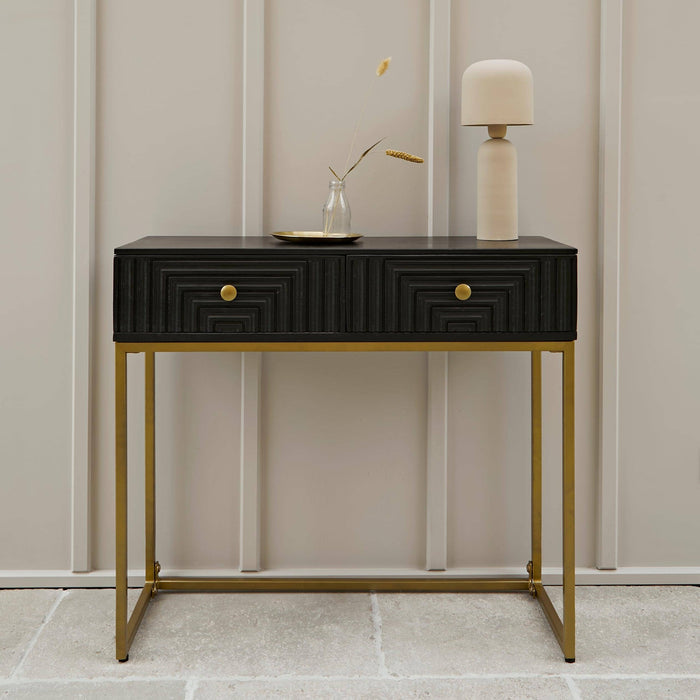 Rayna 2 Drawer Console Table - Jet Black - Laura James
