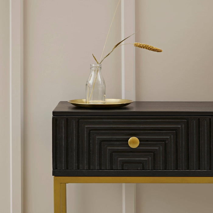 Rayna 2 Drawer Console Table - Jet Black - Laura James