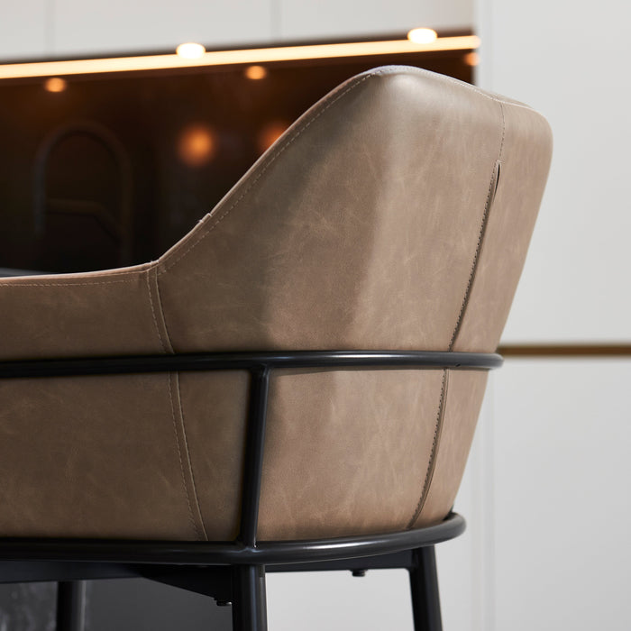 Reagan Almond Brown Bar Stool - Metal Legs - Laura James