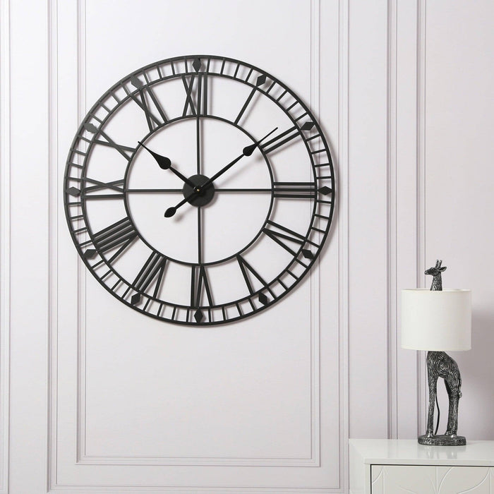 Riseley 80cm Metal Skeleton Wall Clock - Black - Laura James