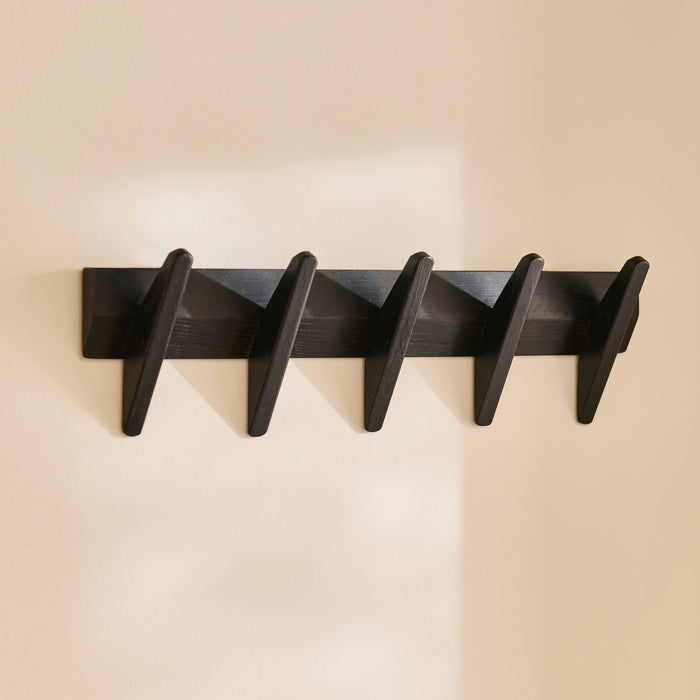 Roe Small Black Oak Coat Rack - Laura James