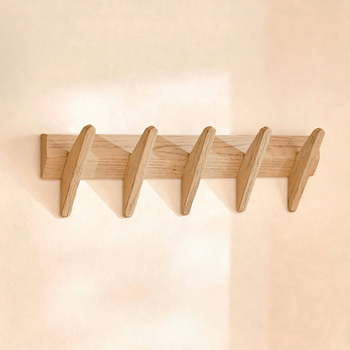 Roe Small Whitewash Oak Coat Rack- Laura James