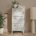 Sandhurst 60cm Three Door Shoe Cabinet - Snow White with Coastal Oak Top - Laura James
