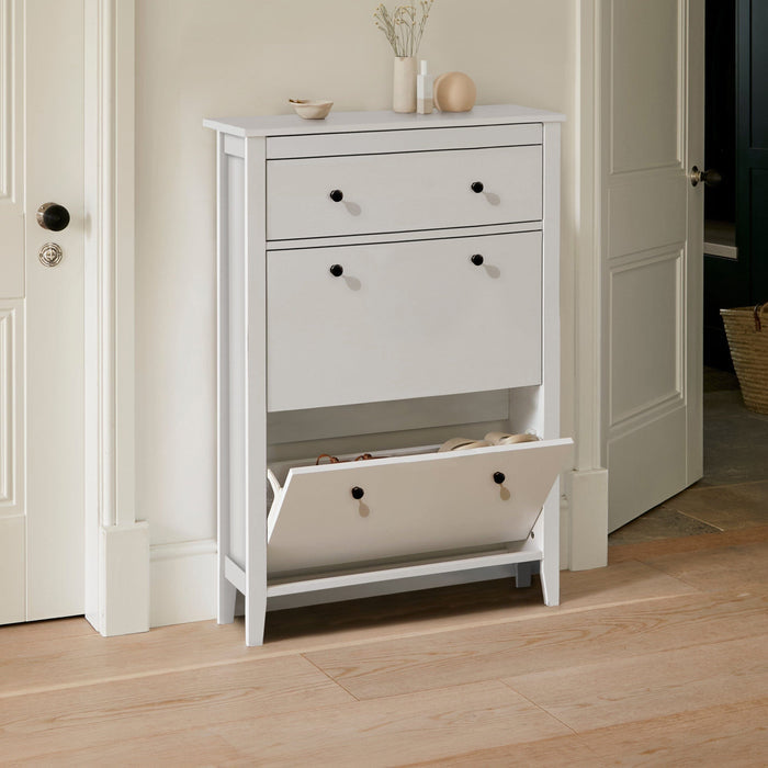 White Shoe Cabinet Storage Cupboard Wooden -  Laura James