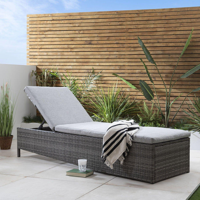 Serina premium sun lounger - grey - rattan - Laura James