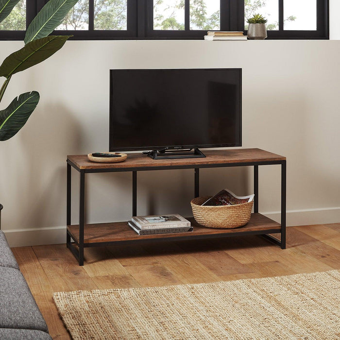 Outlet - Sheffield industrial TV stand - wood effect & metal frame - Laura James