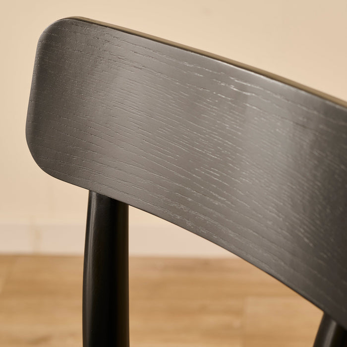 Silvester Black Oak Bar Stool with Backrest - Laura James
