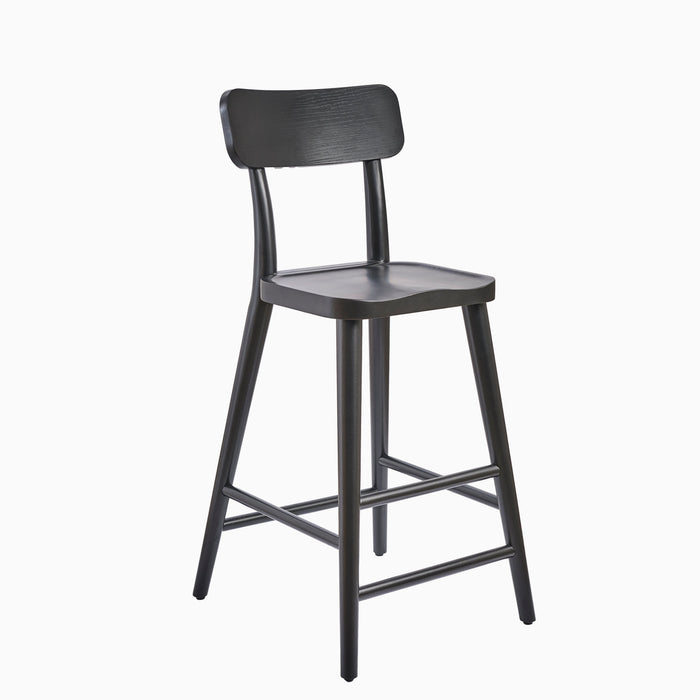 Silvester Black Bar Stool with Backrest - Laura James