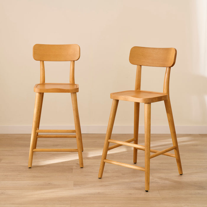 Silvester Classic Oak Bar Stool with Backrest - Laura James