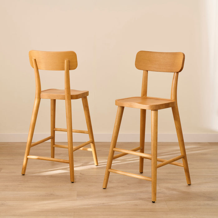 Silvester Classic Oak Bar Stool with Backrest - Laura James