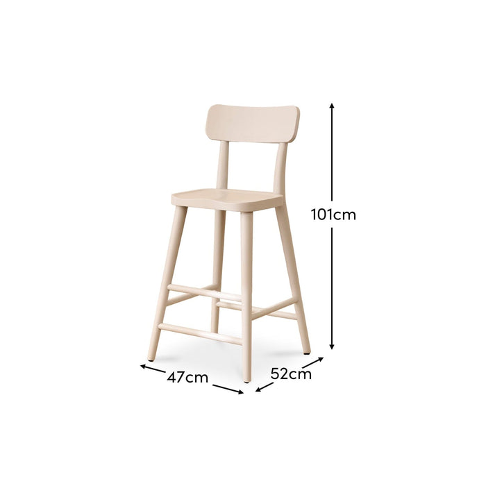 Silvester Pewter Grey Bar Stool with Backrest - Laura James
