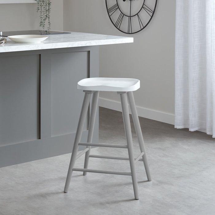 Silvester bar stool - grey frame with white top - Laura James
