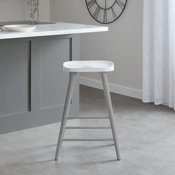 Silvester bar stool - grey frame with white top - Laura James