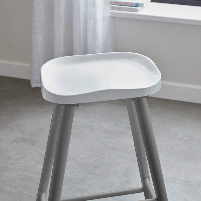 Silvester bar stool - grey frame with white top - Laura James