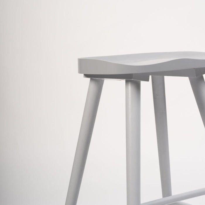 Outlet - Silvester Wooden Bar Stool Seat -Grey - Laura James