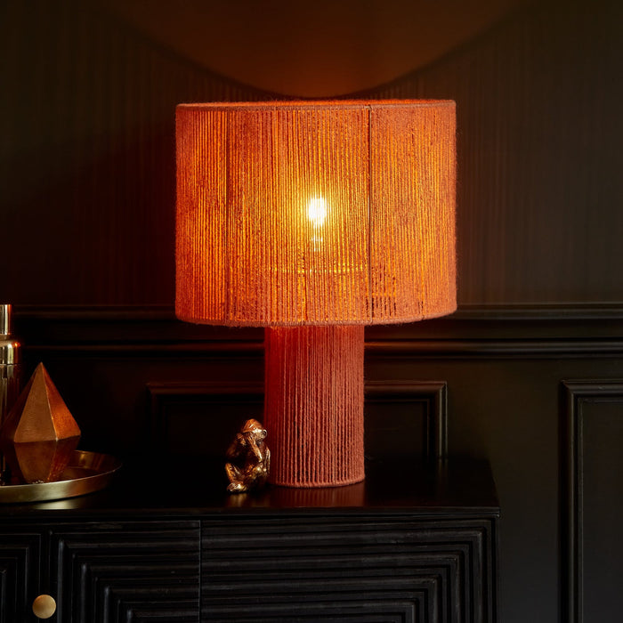Outlet - Sirana Large Burnt Orange Jute Table Lamp