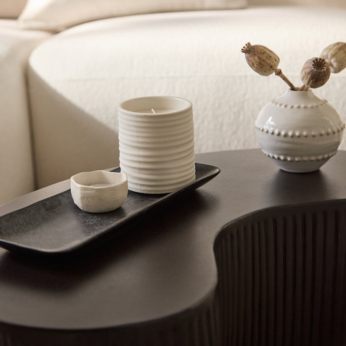 Sohan 61cm Kidney Concrete Coffee Table - Lava Black - Laura James